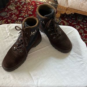 LL Bean Womens Brown Virgin Wool Italy Made Winter Boots Size 9